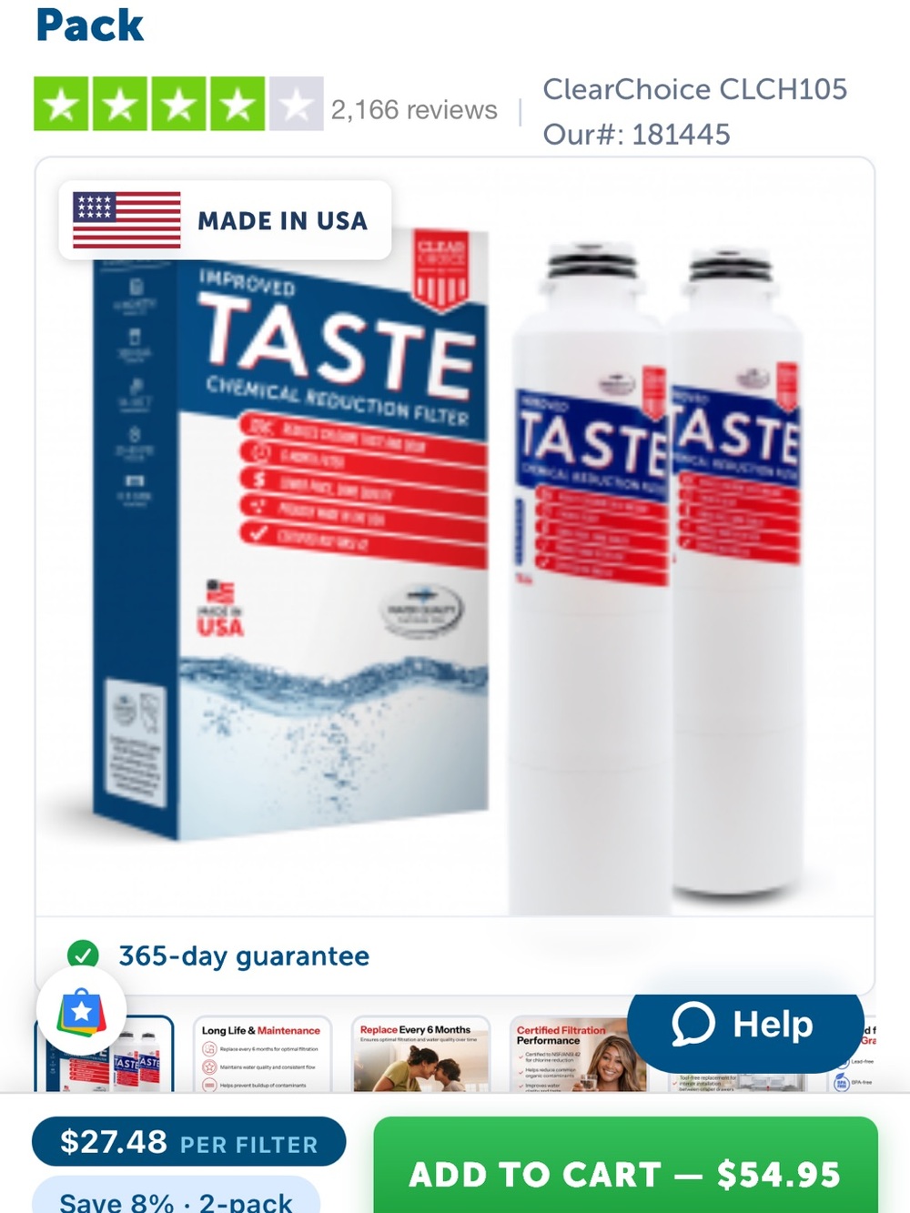 New Refrigerator Water Filters (2) For Samsung - Retails For $54.95